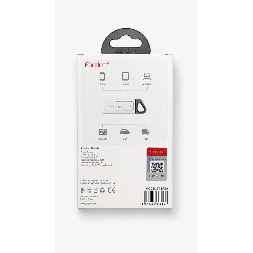 دانگل بلوتوث Earldom ET-BR20 گیرنده صوتی بی سیم Bluetooth 5.3