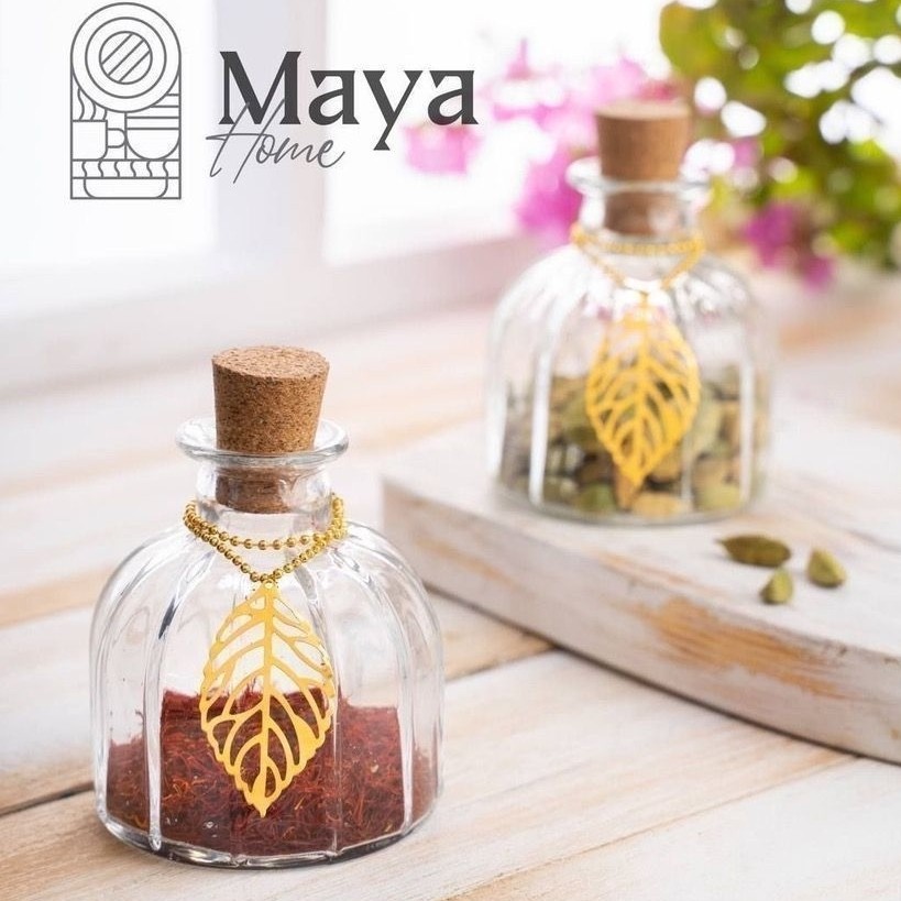 بانکه زعفران شیشه ای درب چوب پنبه جا زعفران شیشه ای