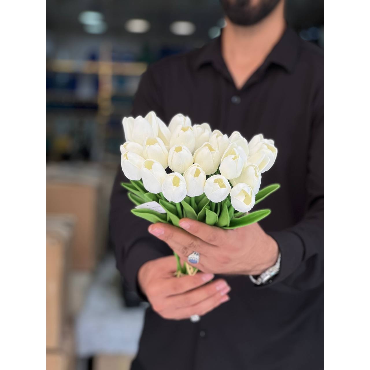 گل مصنوعی مدل لاله لمسی وارداتی کیفیت درجه1 (1عددی)