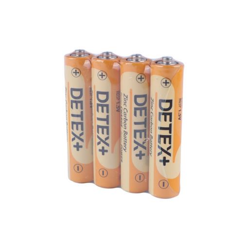 باتری نیمه قلمی کربنی دتکس پلاس DETEX مدل AAA R03P 1.5V بسته 4 عددی