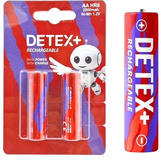 باتری قلمی شارژی دتکس پلاس ( DETEX) مدل HR6 سایز AA بسته 2 عددی