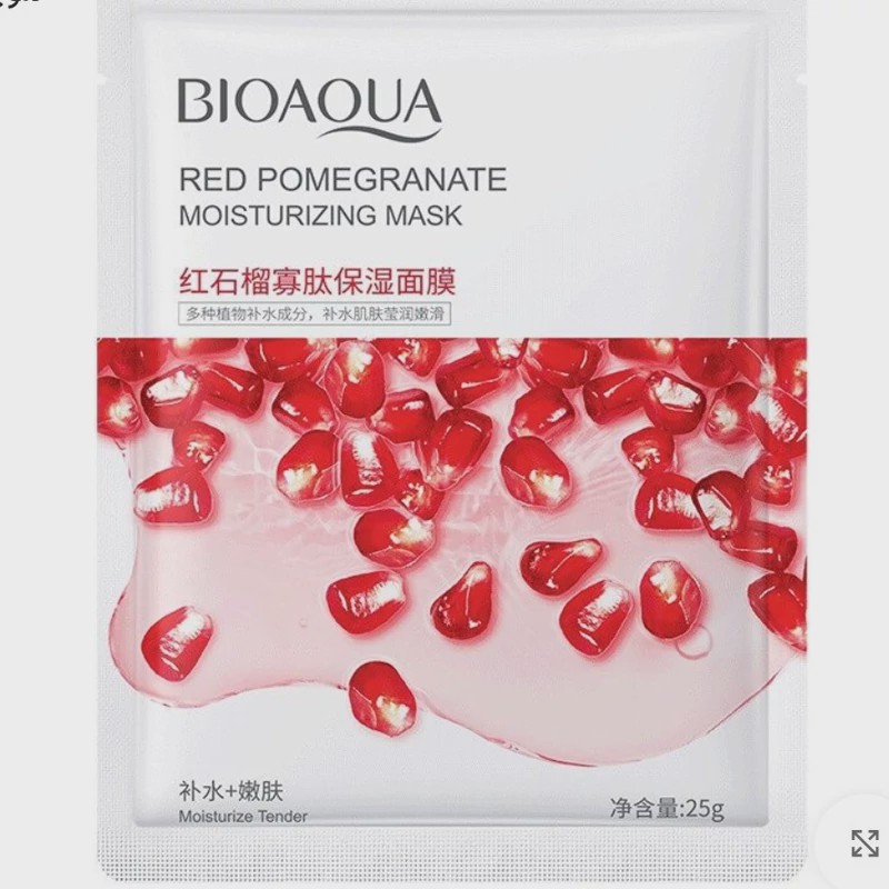 ماسک صورت ورقه ای انار بیوآکوا 25 گرمی Bioaqua Red Pomegranate Moisturizing Mask 25g