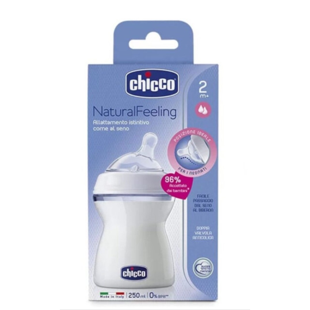 شیشه شیر چیکو نچرال فیلینگ ( شبیه سینه مادر) از 2 ماهگی حجم 250 میل