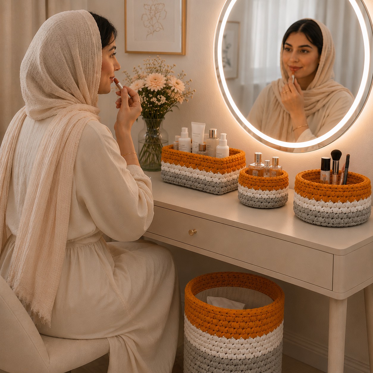 ست سبد نگهدارنده لوازم ارایشی کد 55 مجموعه 4 عددی
