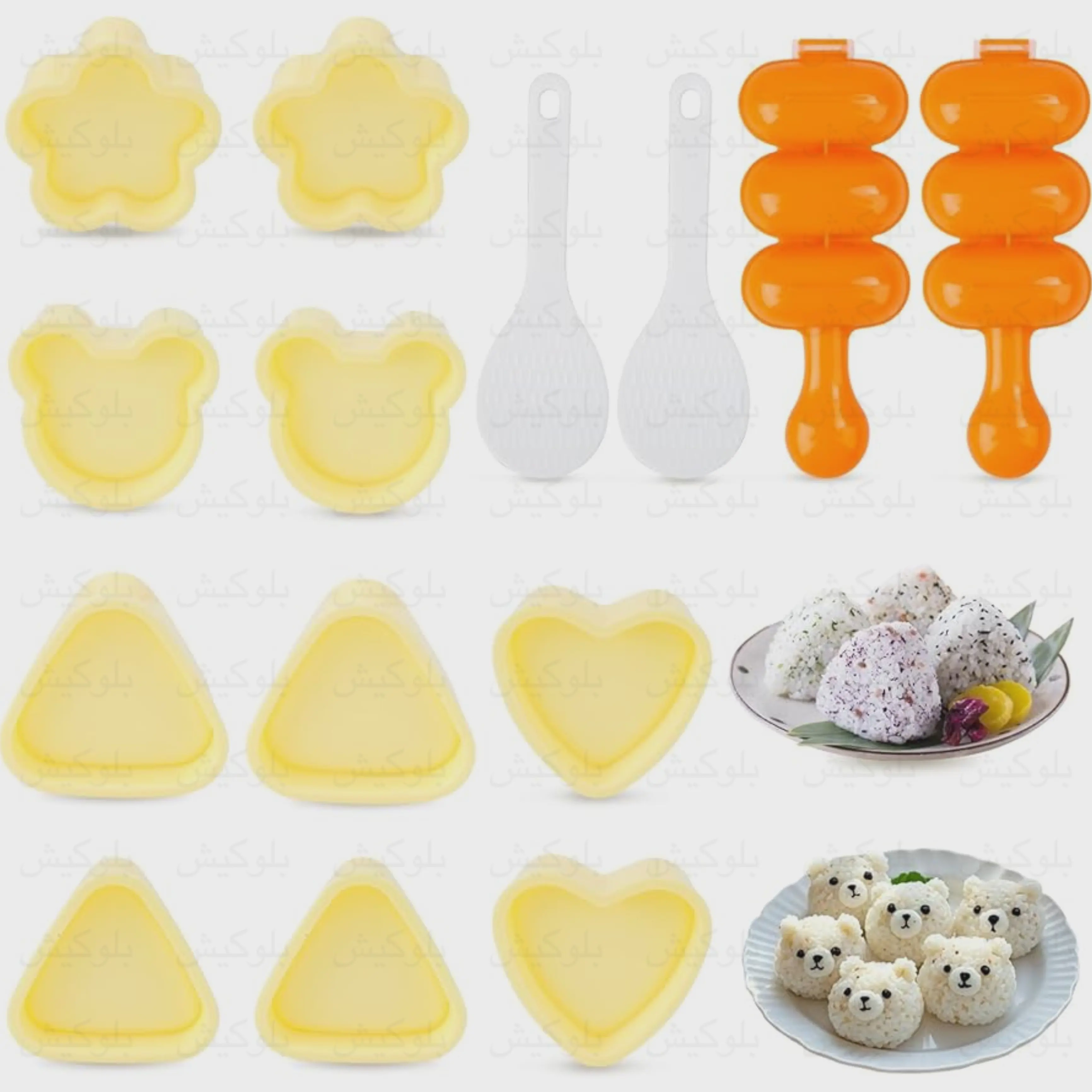 پک حرفه ای قالب و توپک کن برنج و کوفته 6 عددی Rice Ball Maker بلوکیش