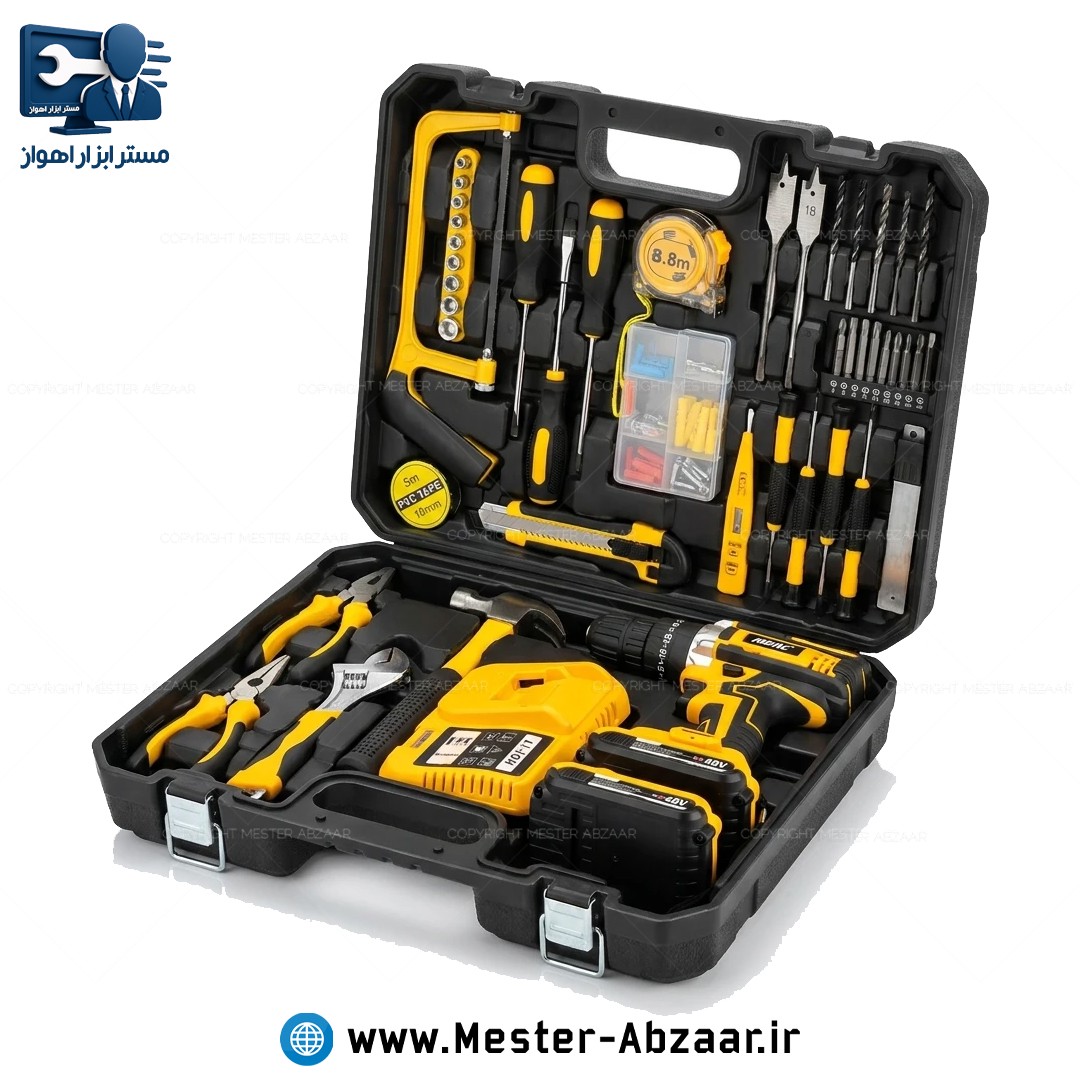کیت دریل و پیچ بند چکشی شارژی 48 ولت با لوازم کامل برند MDHL 48Vh full kit