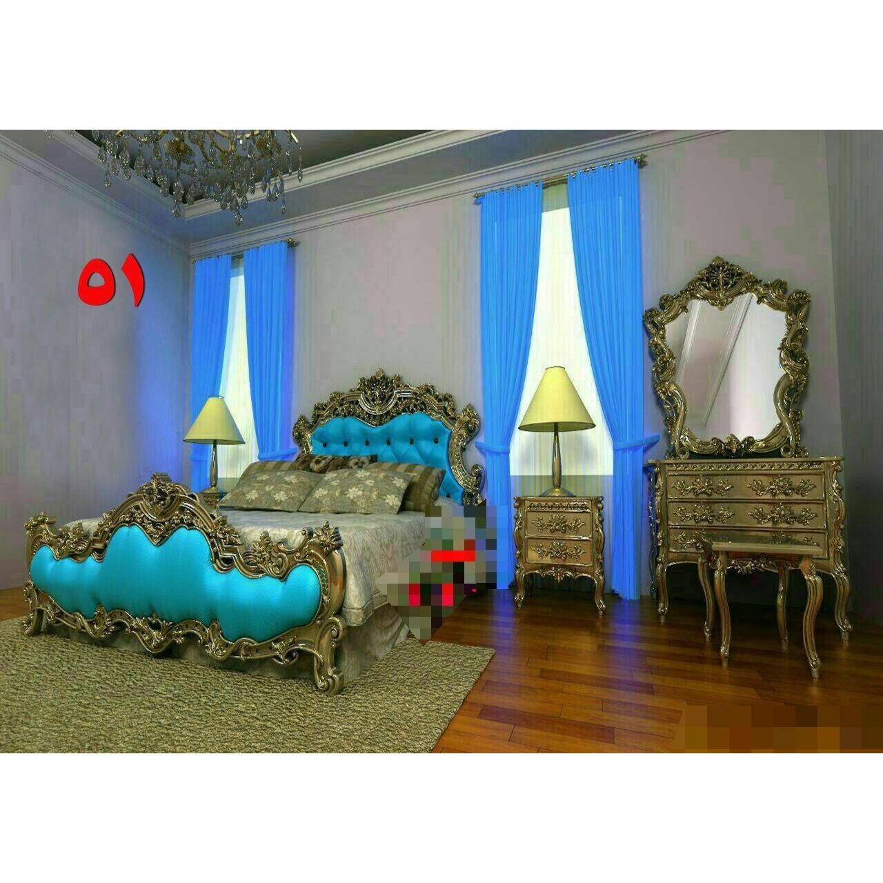 سرویس خواب 2نفره کلاسیک کد 51 با کفی جکدار