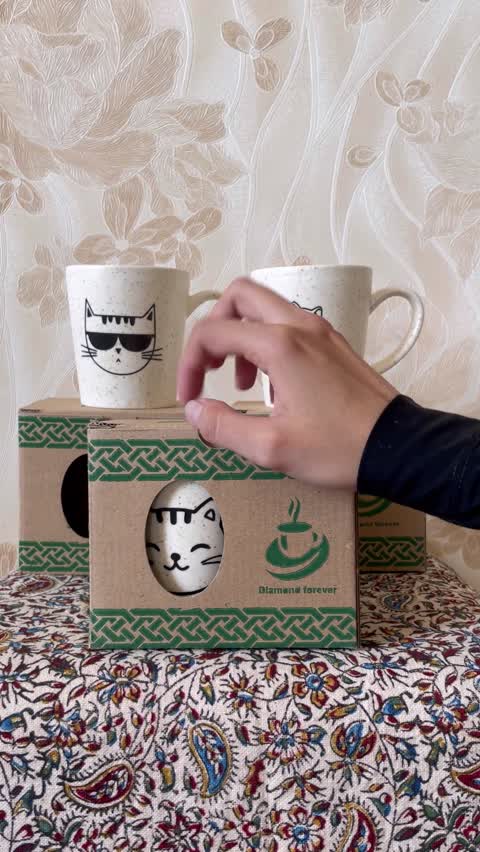 لیوان فانتزی سرامیکی طرح مات، ماگ فانتزی سرامیکی مات، ماگ گربه 