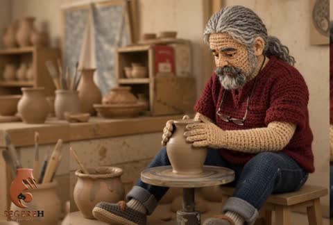 کلمن و نگهدارنده آب خنک سفالی