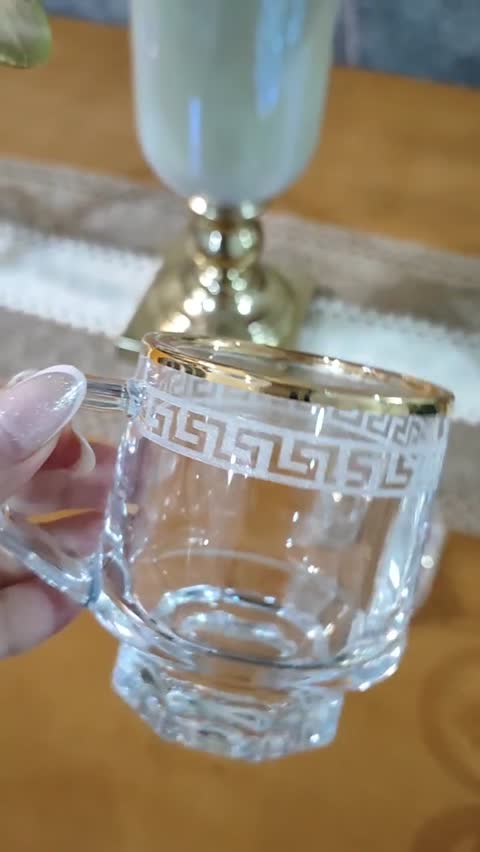 فنجان چایی دور ورساچه مات لب طلا مدل نیزه ای برند بلینک مکس(ارسال پس کرایه تیپاکس)