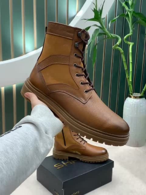 نیم بوت  ساقدار تمام چرم تبریز