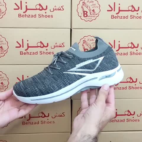 کتونی جورابی بافتی اسکیچرز مردانه پسرانه سایز 41 تا 45 رنگ طوسی زیره پیو نرم طبی کف دوخت کفی طبی لژ 4 سانتی رویه بافت