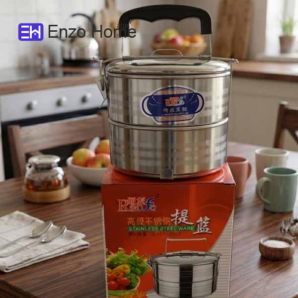 ظرف غذای دو طبقه استیل (برند Renfa)
