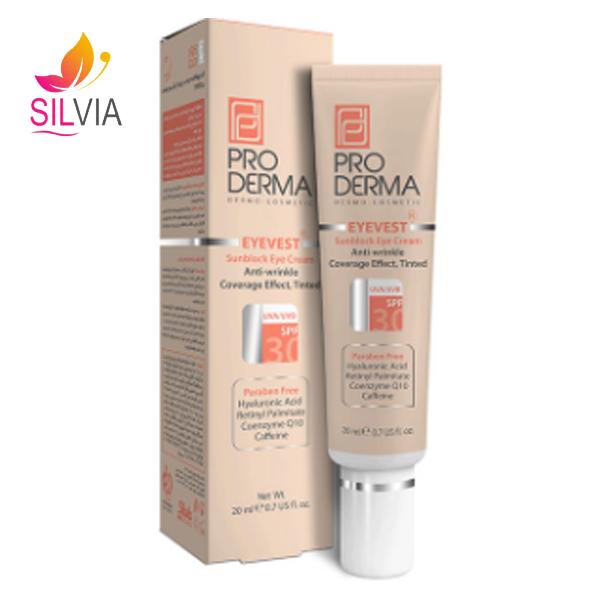 کرم پوشاننده و ضد چروک رنگی دور چشم SPF30 پرودرما 20 میل