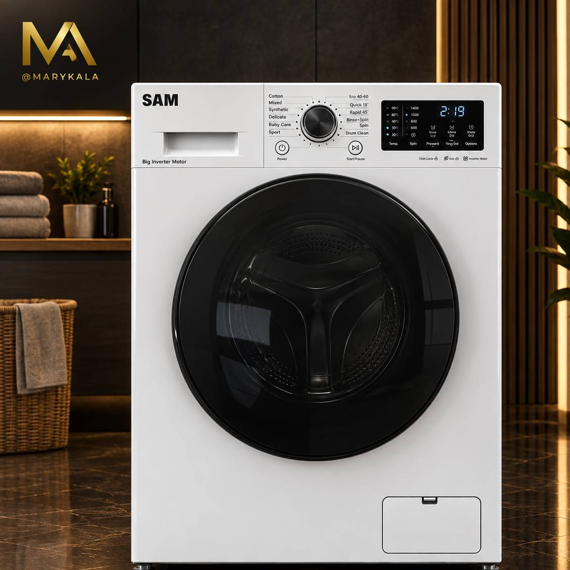 ماشین لباسشویی 8کیلویی سفید سام مدلBL-Q1465