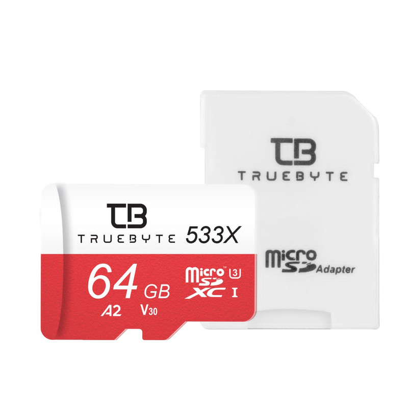 کارت حافظه Micro SD XC تروبایت مدل A2-V30-533X کلاس 10 استاندارد UHS-l U3 سرعت 80MBps ظرفیت 64 گیگابایت به همراه آداپ...