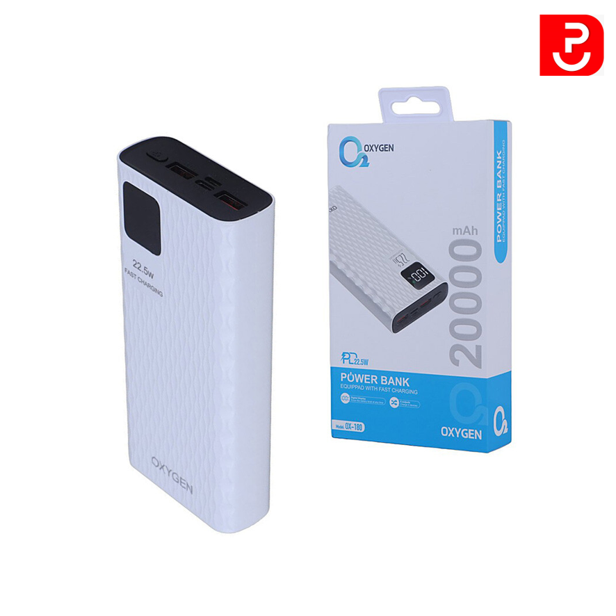 پاوربانک 20 هزار فست شارژ اکسیژن 22.5W مدل OX-180 (پرداخت قسطی)