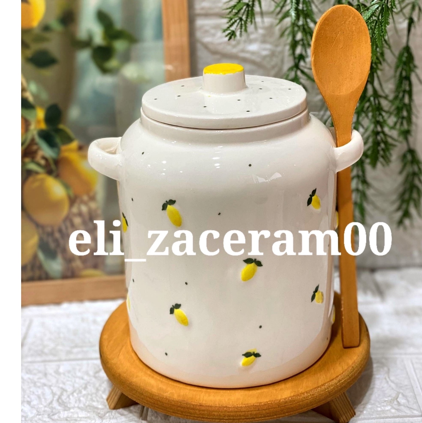 بانکه روغن جامد سرامیکی طرح لیمو برجسته 3 کیلو