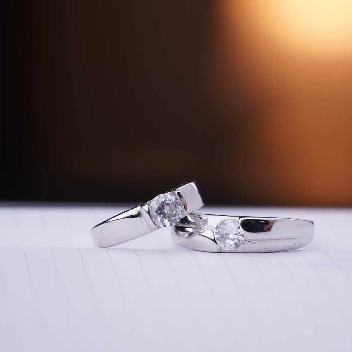 ست حلقه زنانه و مردانه با ابکاری طلا سفید کد 01