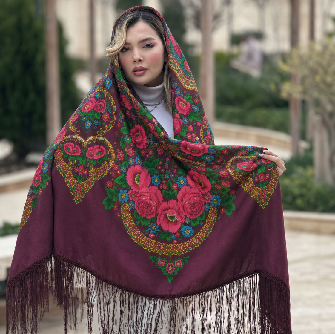 روسری ترکمنی پشمی اصیل کد R100187
