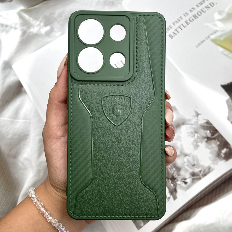 قاب گوشی Redmi Note 13 4G شیائومی Czms Case سیلیکونی ضد ضربه طرح کربن سبز کد 229455