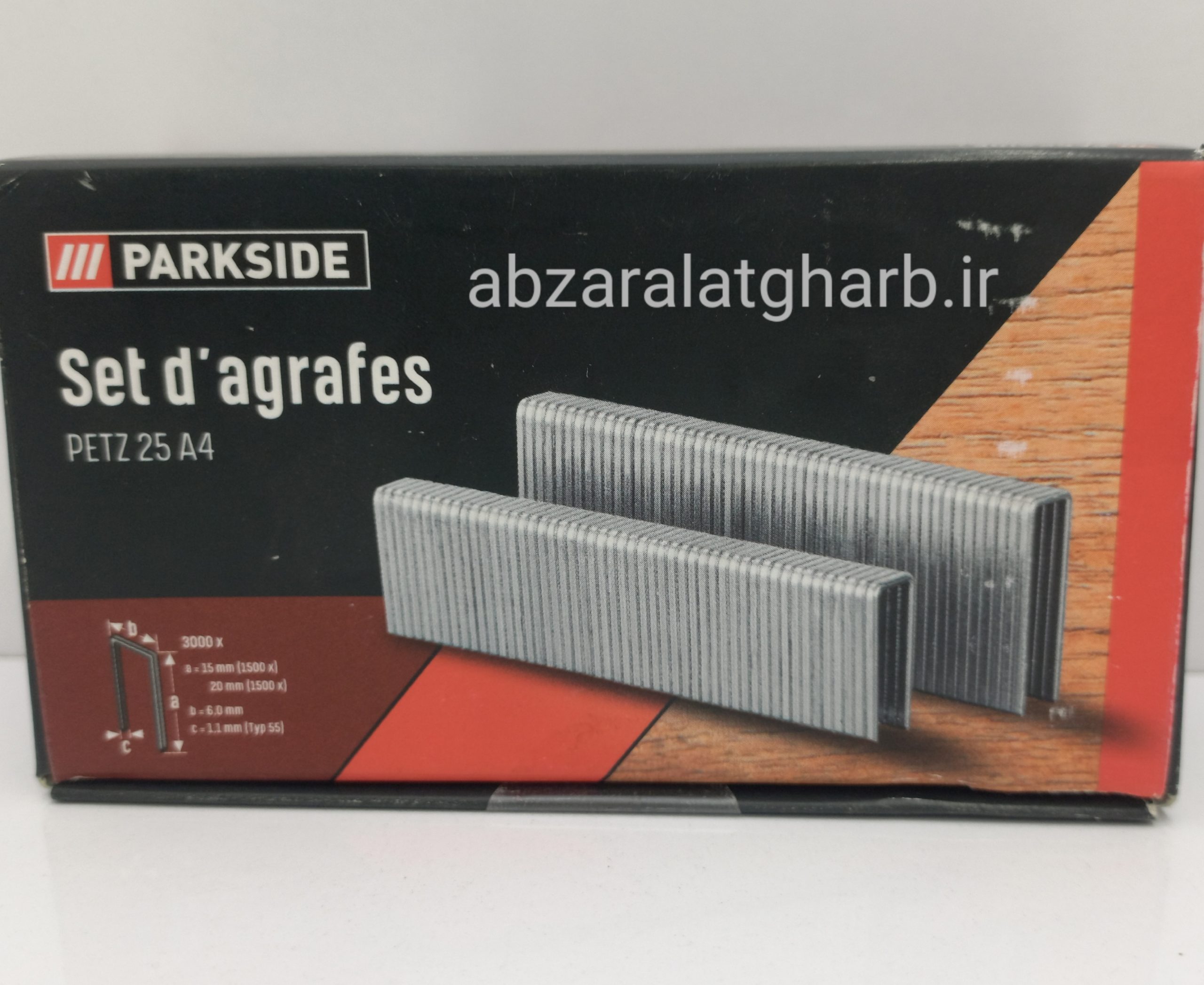 مجموعه منگنه PARKSIDE PETZ 25 A4 نوع تایپ 55، 15میلیمتر، 3000عددPAT 20-Li A1 