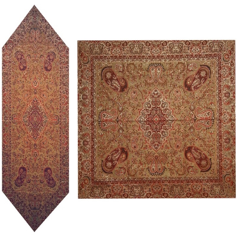 ست 2 تکه رومیزی ترمه نفیس ابریشم کد T26RA49