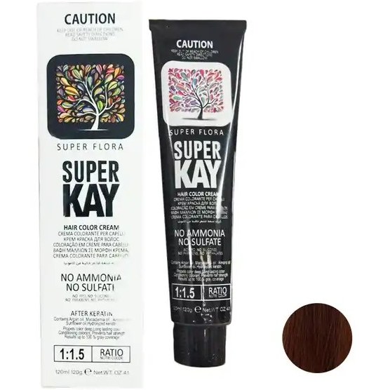 رنگ مو بدون آمونیاک قهوه ای طلایی روشن سوپر کی Super Kay شماره 5.3 حجم 120 میل