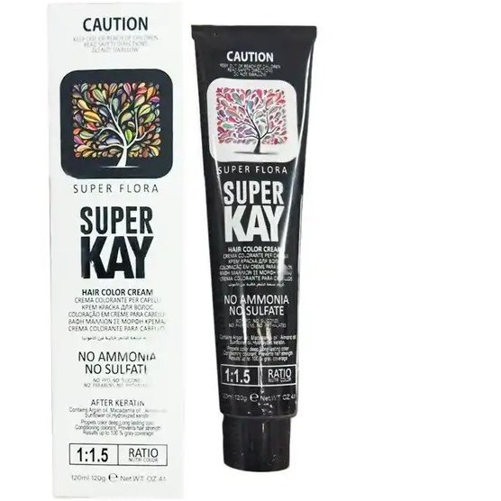 رنگ مو بدون آمونیاک قهوه ای روشن سوپر کی Super Kay شماره 5.0 حجم 120 میل