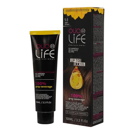 رنگ مو بدون آمونیاک اولیا لایف Olia life سری طبیعی شماره 7.0 حجم 100 میل بلوند