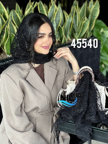 مینی اسکارف گیپور نگینی حاشیه گیپور کد nil45540