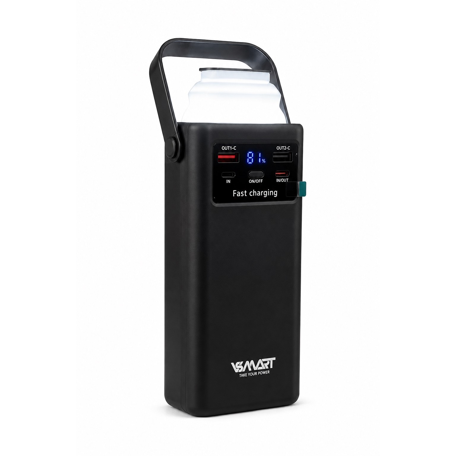 پاوربانک VSMART مدل VS-539 ظرفیت 30000mAh شارژ سریع PD 22.5W، 4 کابل سرخود، نمایشگر LED، چراغ قوه، 5 لایه حفاظتی