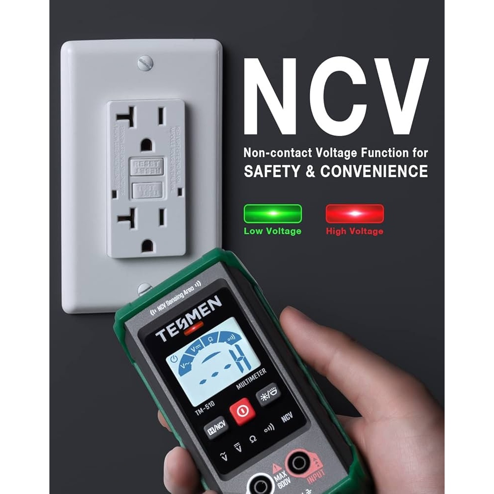 مولتی متر دیجیتال هوشمند TESMEN مدل TM-510 با شمارش 4000، تست ولتاژ غیرتماسی NCV و اتورنج