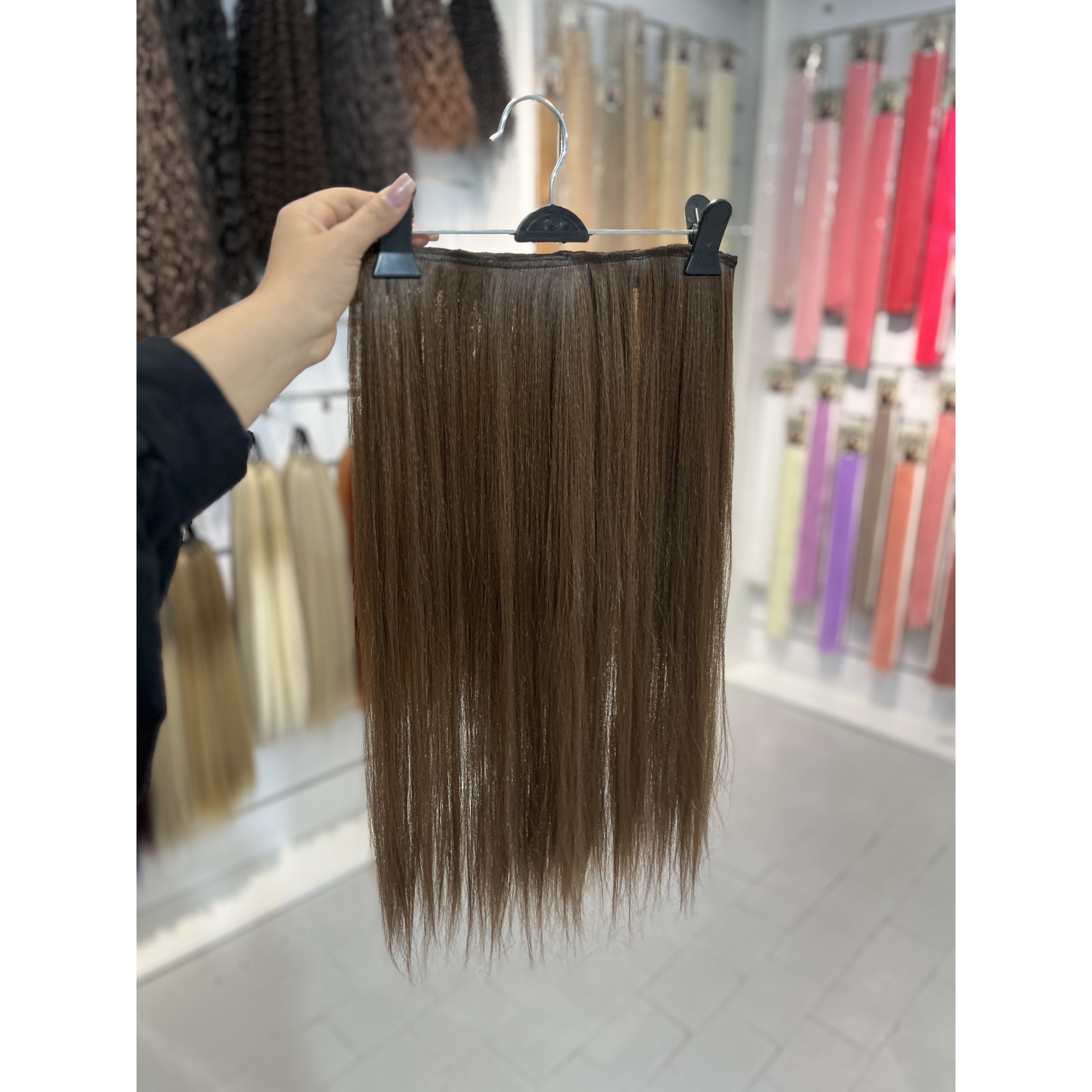 اکستنشن 5 گیره صاف خرمایی روشن