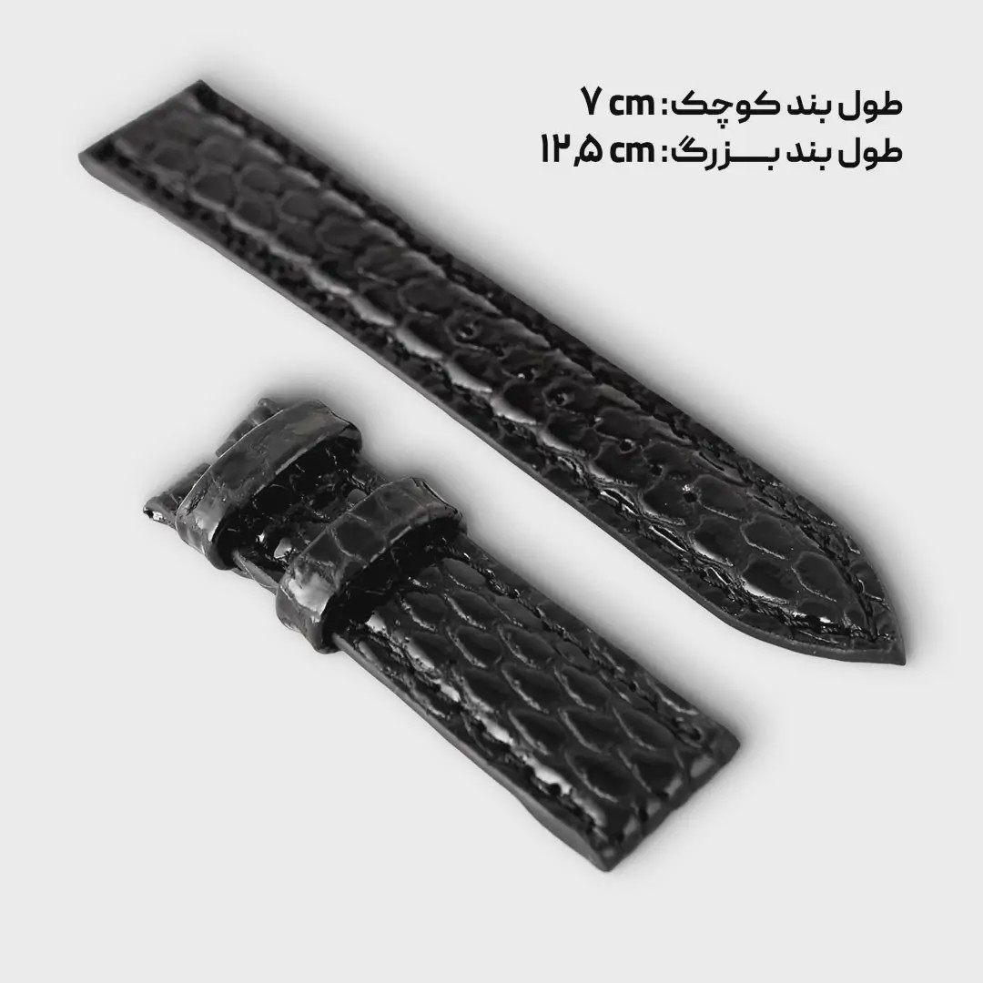 بند ساعت چرم طبیعی کرکودیلی مدل اسپریت- رنگ مشکی کد YL011