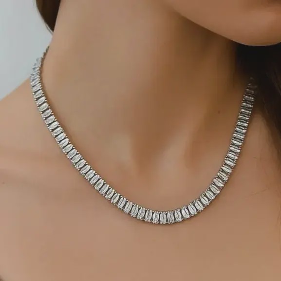 گردنبند نقره ای مینیمال تنیسی