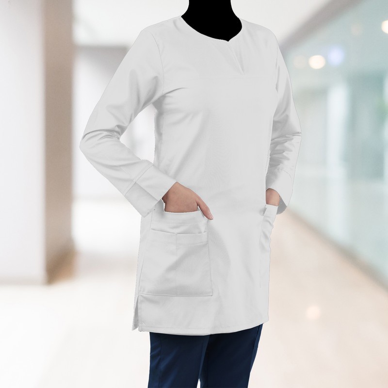 روپوش پزشکی زنانه خضرا مدل سحر کد 36400 - اسکراب جلو بسته پارچه کجراه
