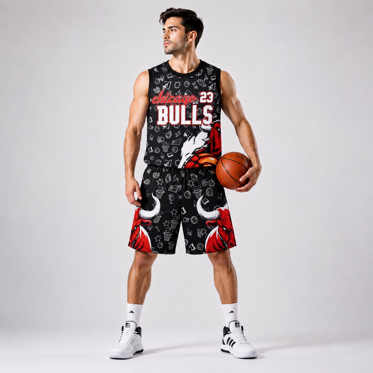 ست حلقه ای و شلوارک طرح Chicago Bulls
