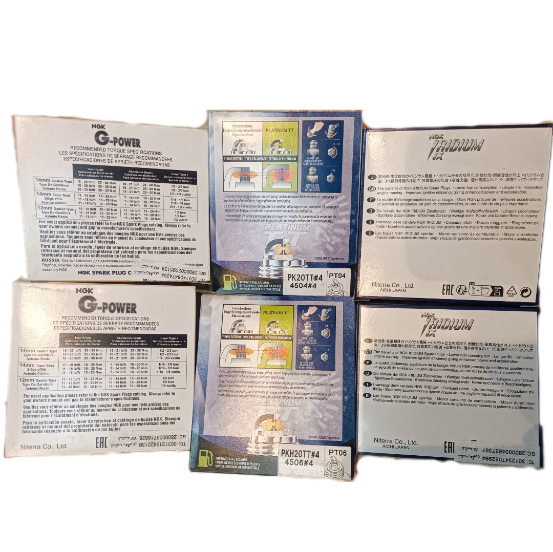 شمع اصلی ژاپن G-POWER NGK ایریدیوم 4عددی, NGK ایردیوم ix تقویتی 4عددی, وDENSO TT پلاتینیوم 4عددی اصل اصل