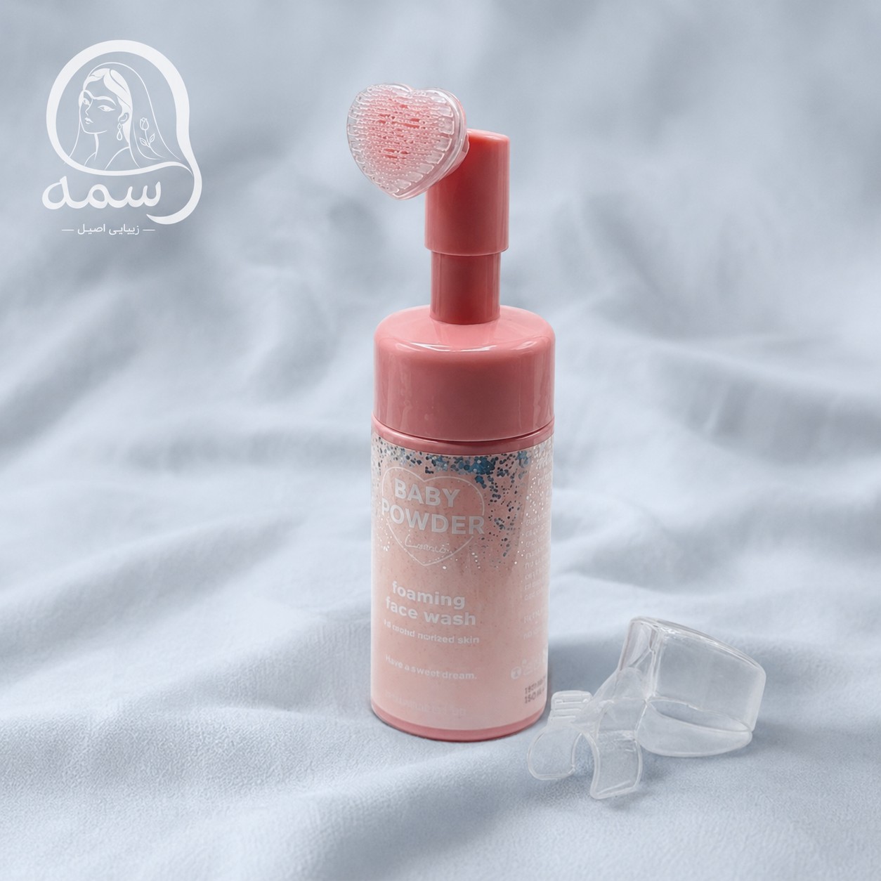 فوم شست وشوی صورت براش دار قلبی لنکو حجم 100 میلی لیتر مدل baby powder