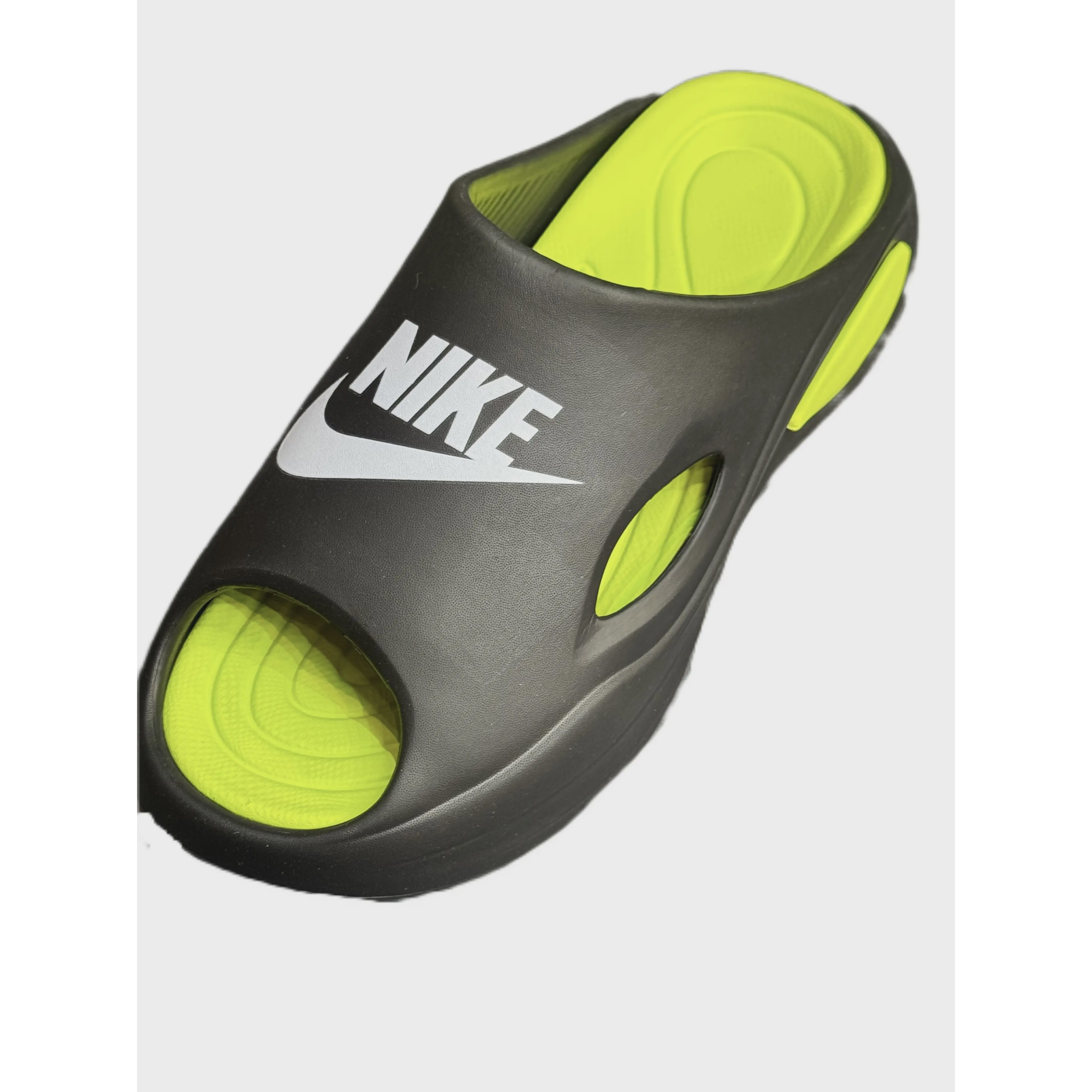 دمپایی ابری مردانه وارداتی بزرگ پا بسیار نرم طرح نایکی nike رنگ مشکی سبز
