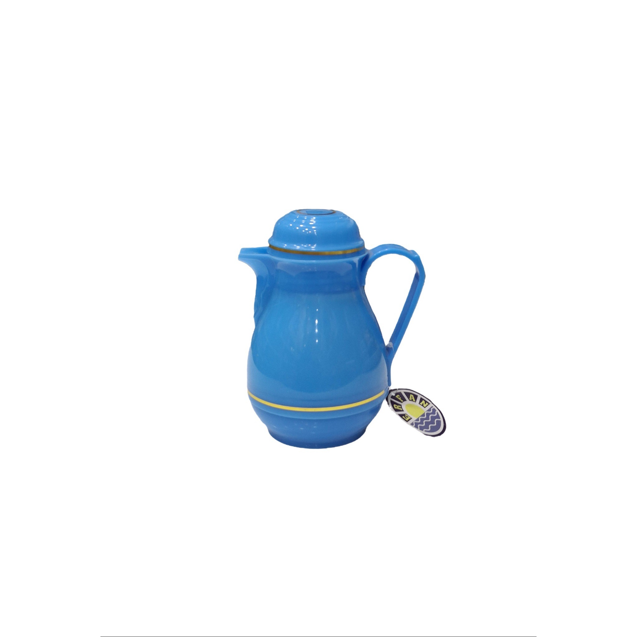 فلاسک کوچک 300 میلی لیتری آبی مخزن شیشه ای و درب پیچی