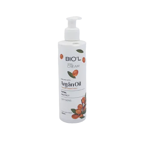 کرم پمپی مرطوب کننده دست و صورت حاوی آرگان و عصاره لاله عباسی 250میل بیول Biol Face And Hand Cream With Argan Oil 250ml