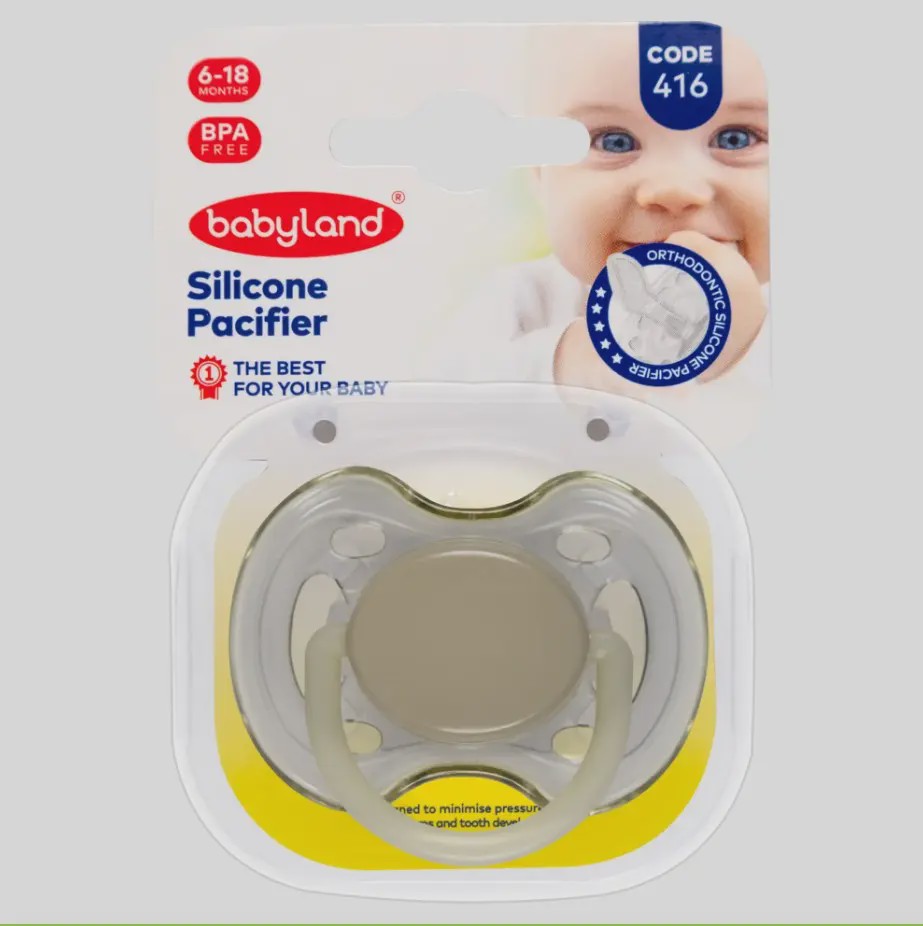 پستانک ارتودنسی 6-18 ماه بی بی لند کد 416 Baby Land Orthodentic Pacifier Code 416