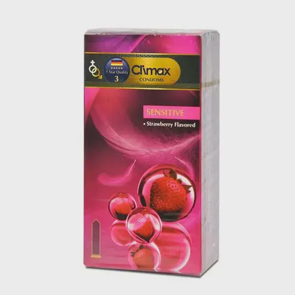 کاندوم کلایمکس حساس ساده با اسانس توت فرنگی 12 عددی Climax Sensitive Condoms 12 Pcs