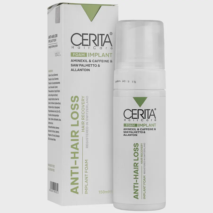 شامپو فوم ایمپلنت سریتا برای موی کاشته شده و پی آر پی Implant Foam Shampoo Cerita