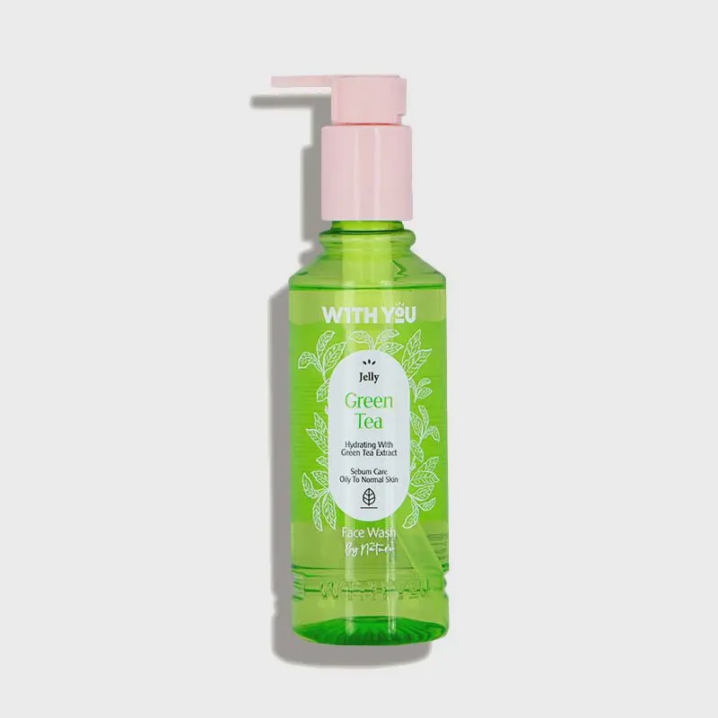 شوینده صورت ژلی حاوی عصاره چای سبز ویت یو With You مناسب پوست نرمال تا چرب مدل Grean Tea حجم 200ml