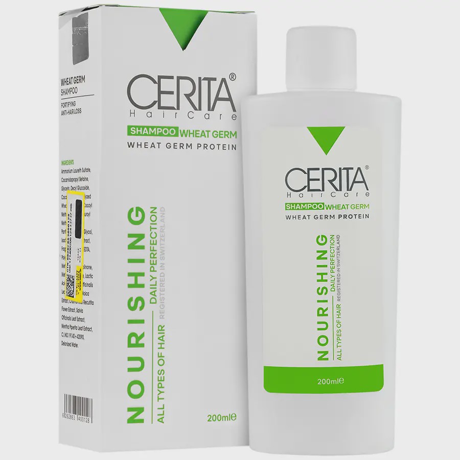 شامپو تقویت کننده و ضد ریزش جوانه گندم سریتا Anti Hair Loss Wheat Germ Shampoo Cerita