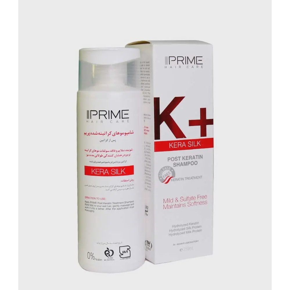 شامپو فاقد سولفات موهای کراتینه شده مدل K پرایم Prime K Kera Silk Post Keratin Shampoo 250 ml