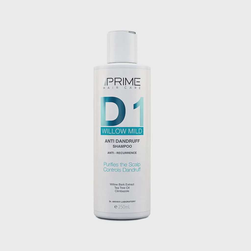 شامپو ضد شوره ملایم D1 پرایم 250 میلی لیتر Prime D1 Willow Mild Anti Dandruff Shampoo 250 ml